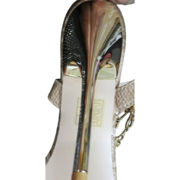 PUBLIC DESIRE Python Snake PU Lock Chain Detail Ankle Strap Stiletto Heels Sz 7 - Picture 7 of 8